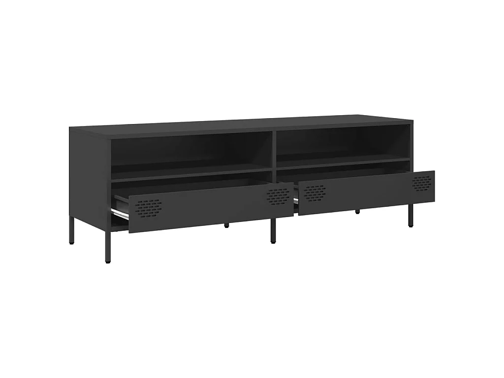 Meuble TV noir 135x39x43,5 cm acier laminé à froid