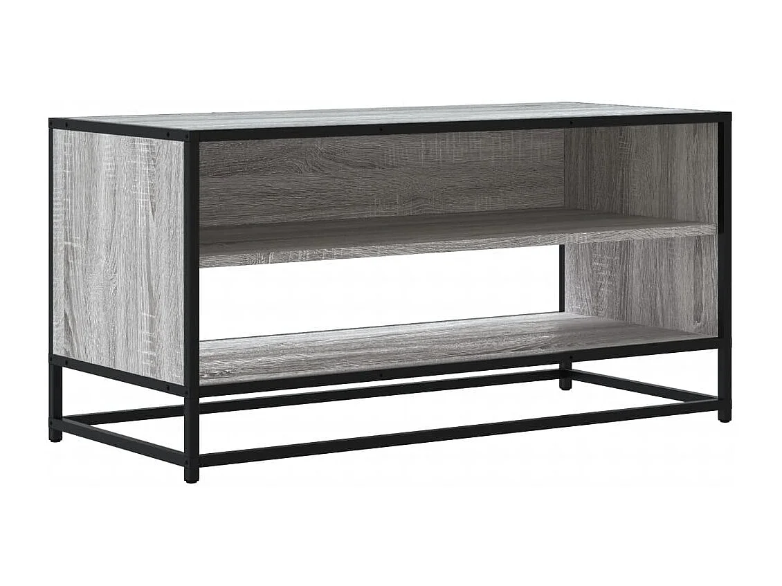 Mueble TV madera ingeniería y metal roble ahumado 91x40x46 cm