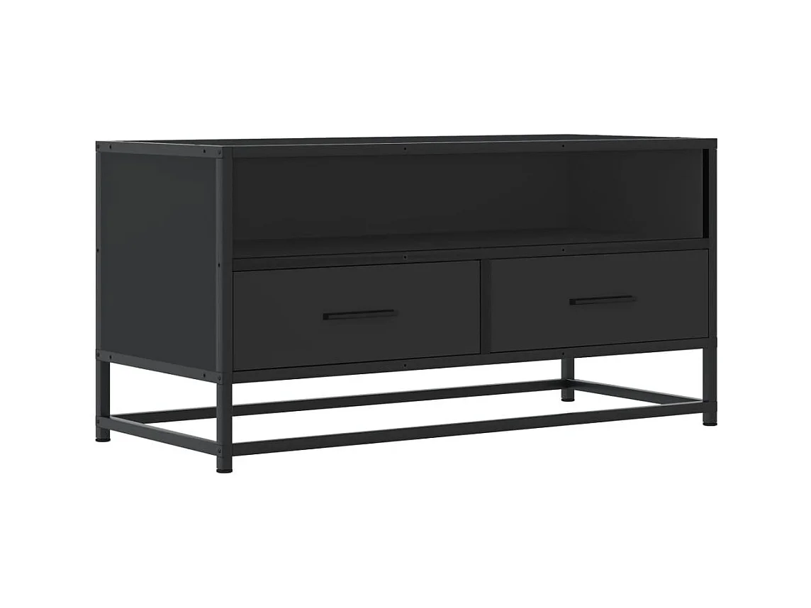 Meuble TV noir 80x34,5x40 cm bois d'ingénierie et métal