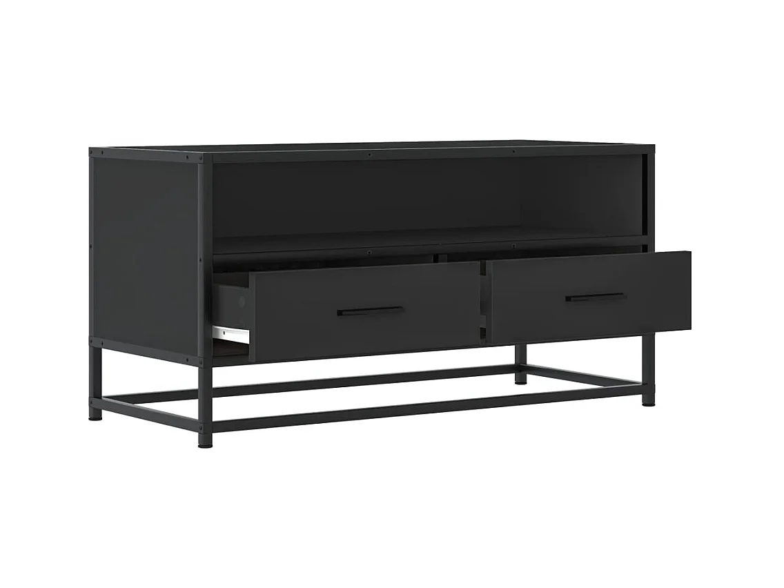 Meuble TV noir 80x34,5x40 cm bois d'ingénierie et métal