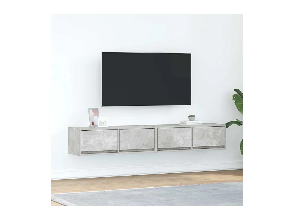 Meubles TV 2 pcs gris béton 80x31x25,5 cm bois d'ingénierie