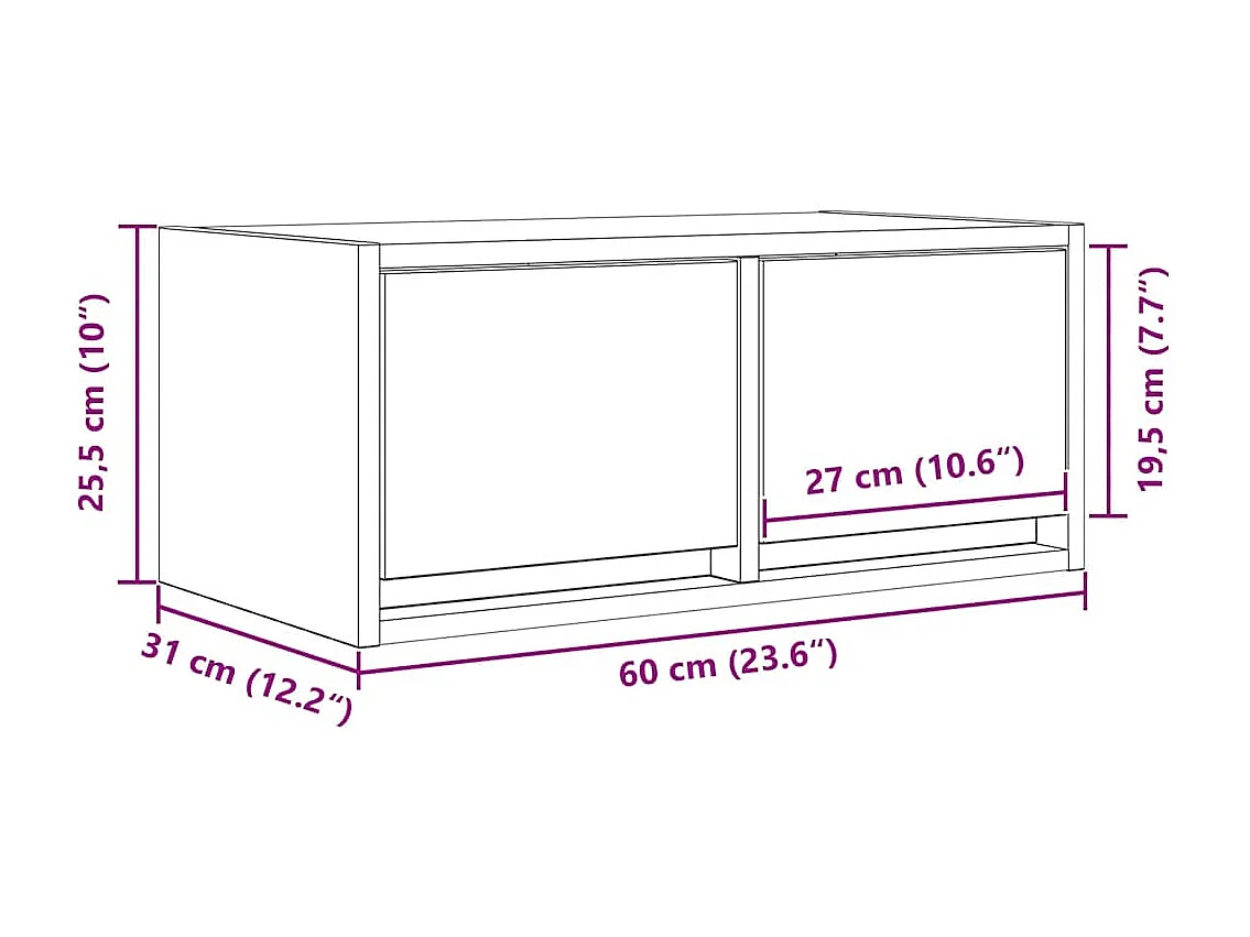 Mobile TV Rovere Artigianale 60x31x25,5 cm in Legno Multistrato