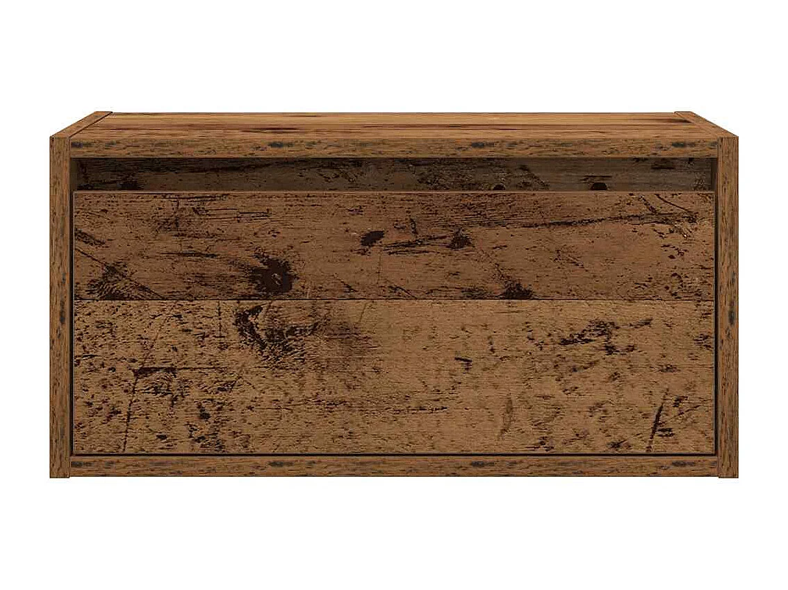 Mesita de noche de pared con luces LED madera antigua