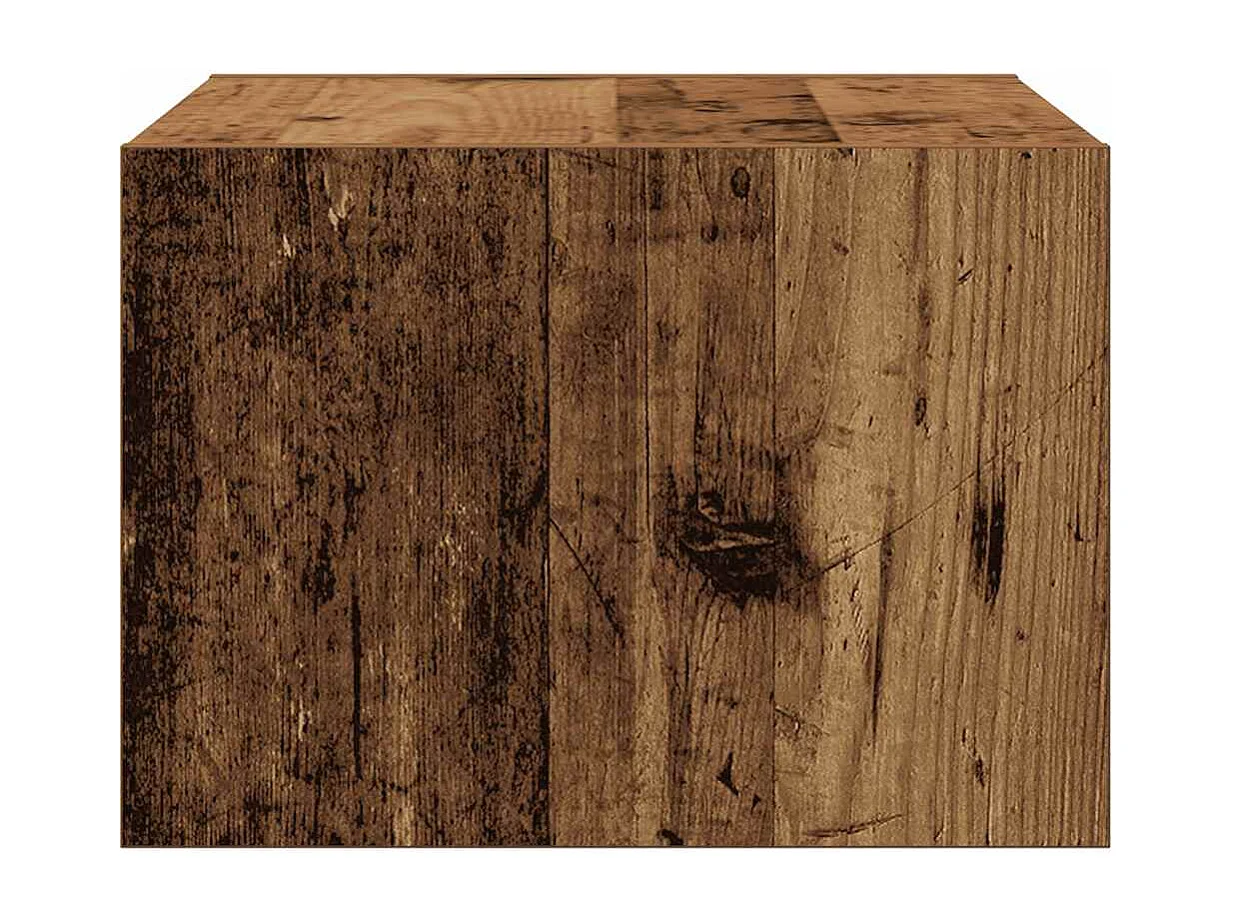 Mesita de noche de pared con luces LED madera antigua