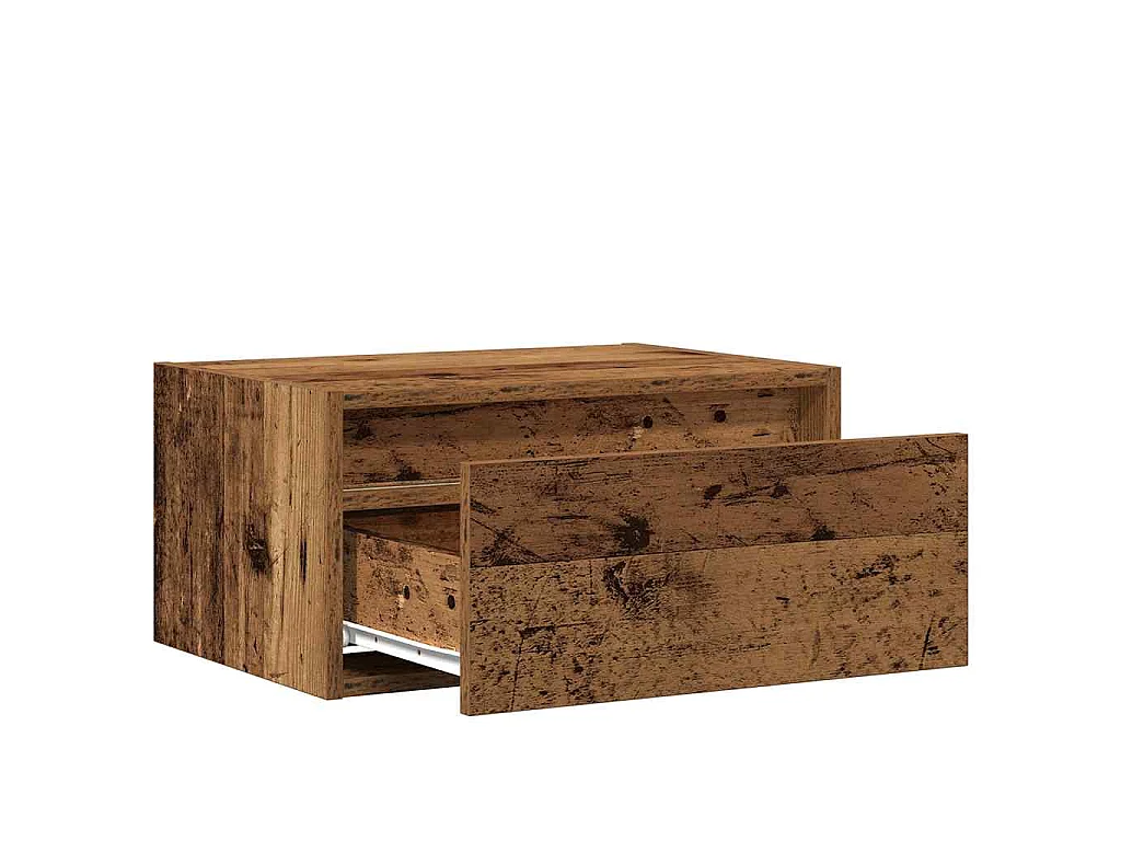 Table de chevet murale avec lumières LED vieux bois