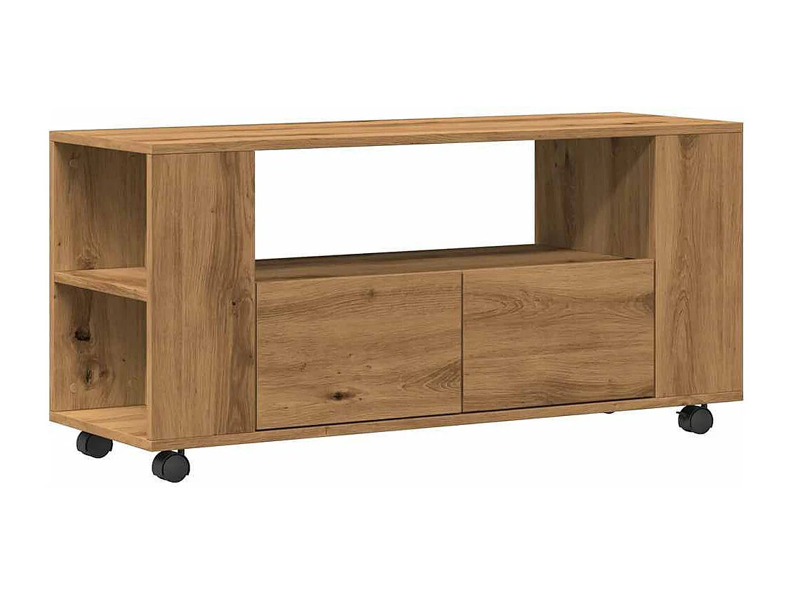 Móvel TV c/rodas 102x34,5x43cm deriv.madeira carvalho artisiano