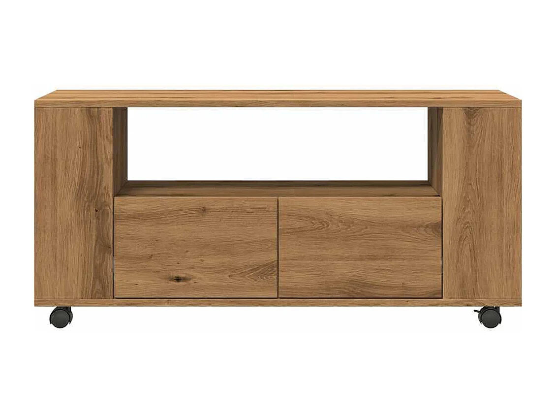 Mobile Porta TV con Ruote Artigianale 102x34,5x43 cm Truciolato