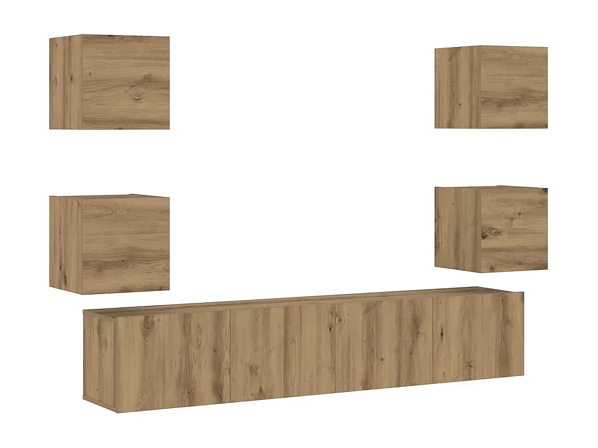 armários TV montados na parede 6 pcs madeira carvalho artesanal