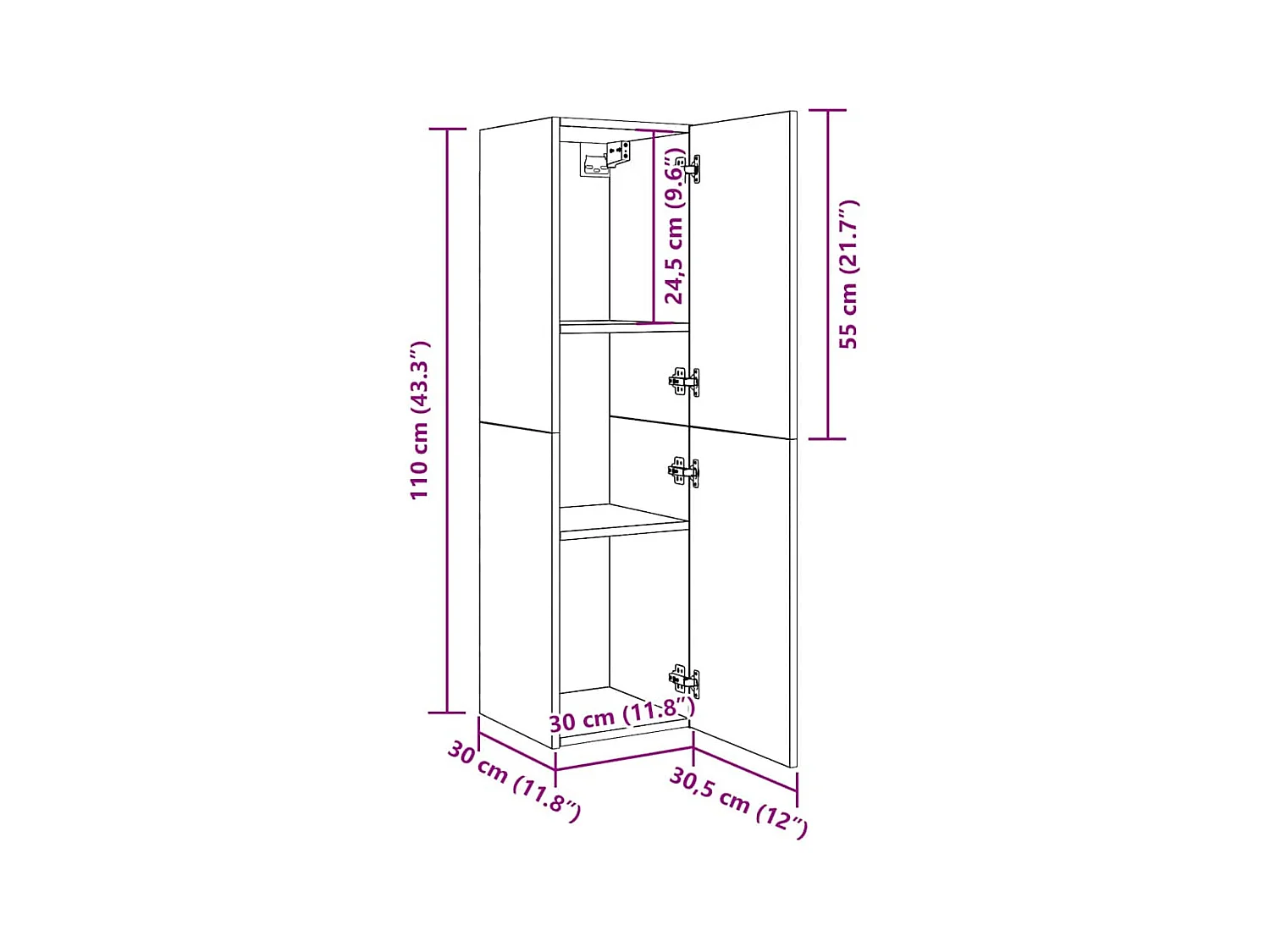 Meuble TV vieux bois 30,5x30x110 cm bois d'ingénierie