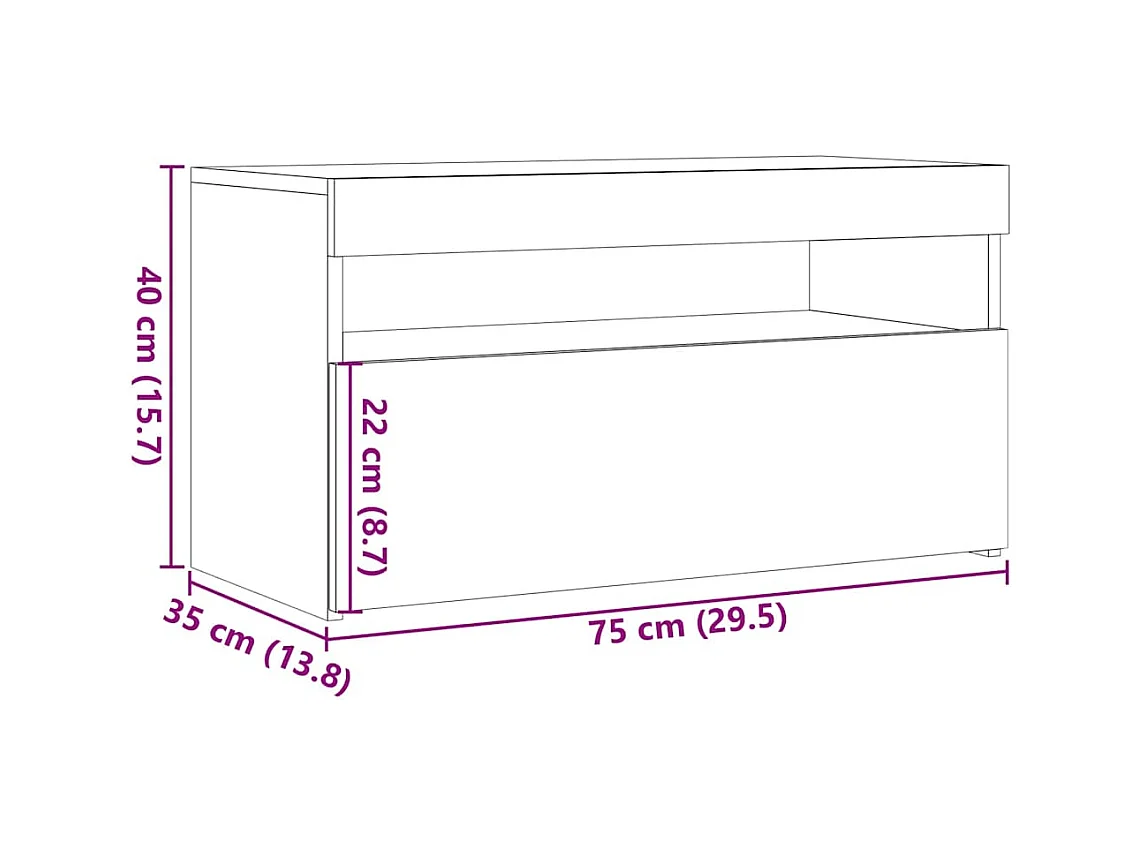 Meuble TV avec lumières LED chêne artisanal bois d'ingénierie