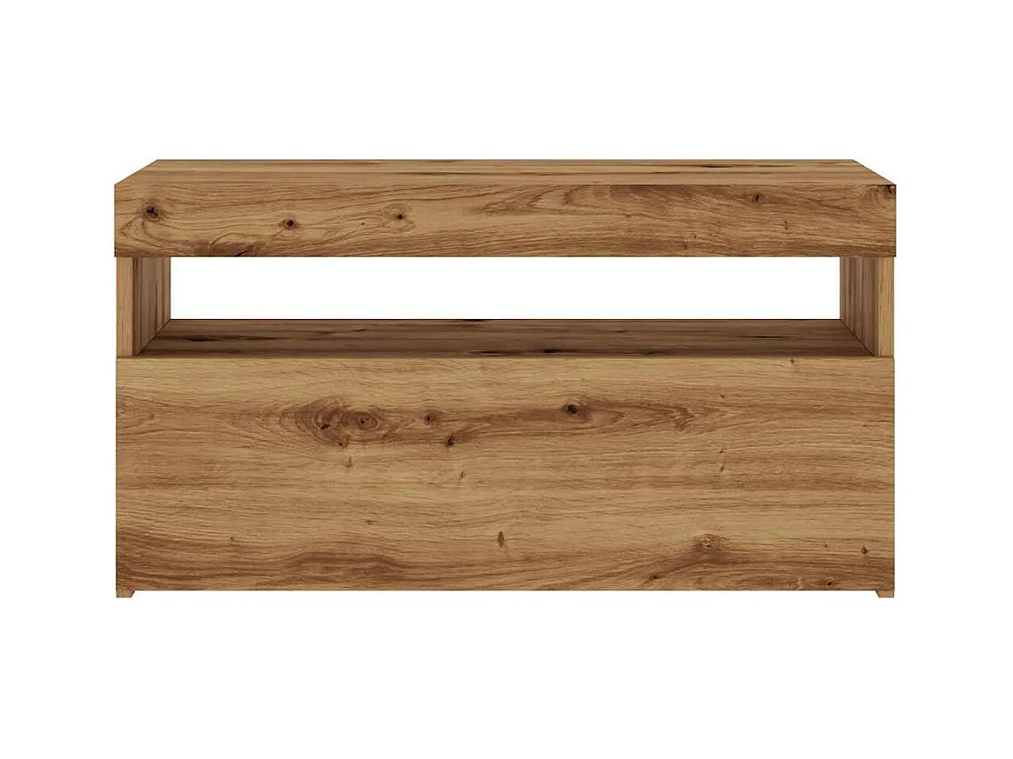 Meuble TV avec lumières LED chêne artisanal bois d'ingénierie