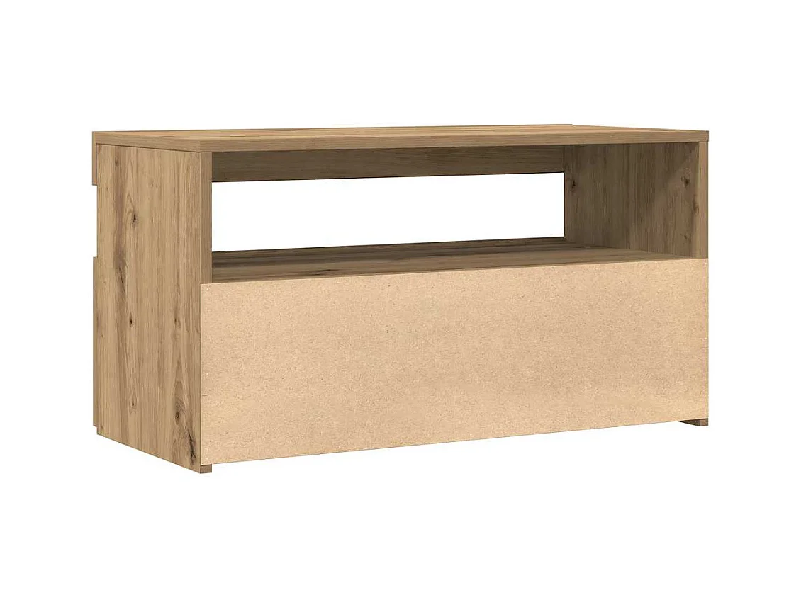 Meuble TV avec lumières LED chêne artisanal bois d'ingénierie