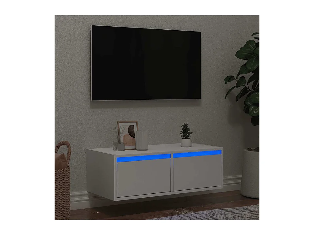 Móvel de TV com luzes LED 75x35,5x25 cm branco