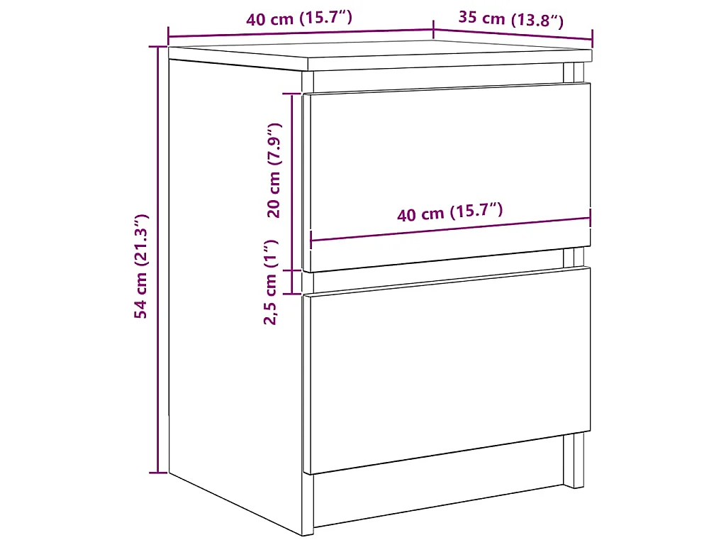 Meuble TV chêne fumé 40x35x54 cm bois d'ingénierie