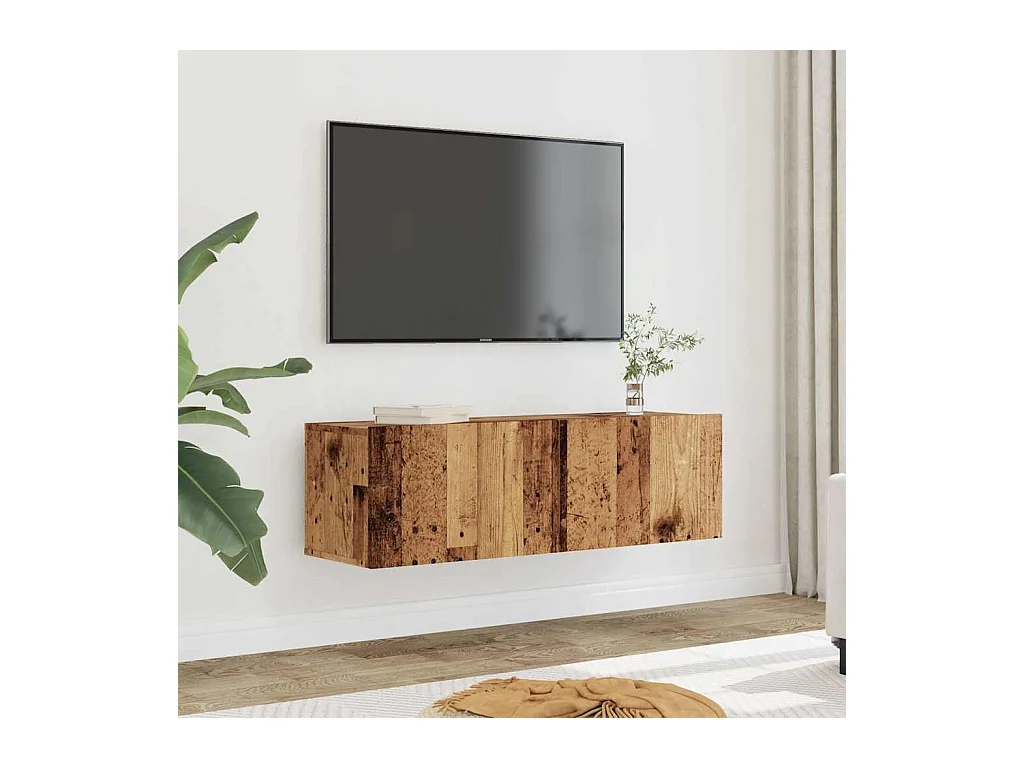 Meubles TV muraux 2 pcs vieux bois 100x30x30 cm