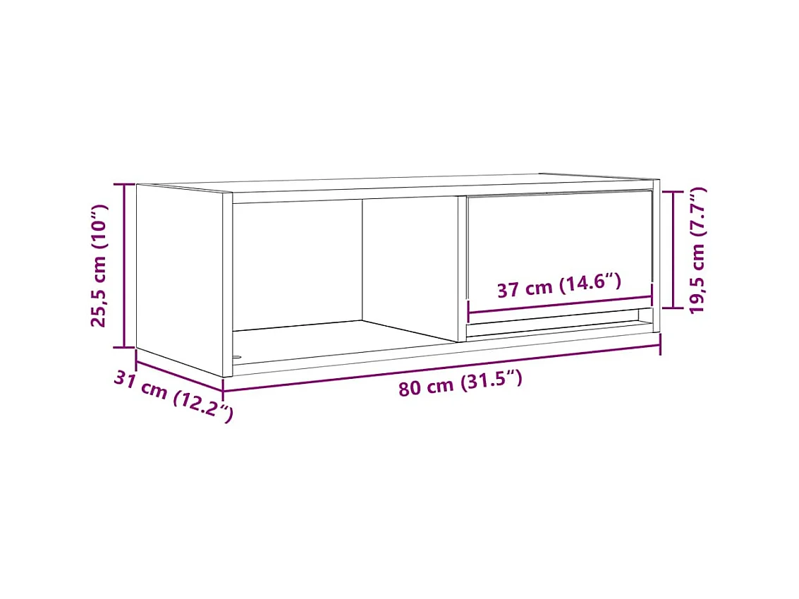 Meuble TV 2 pcs chêne artisanal 80x31x25,5 cm bois d'ingénierie