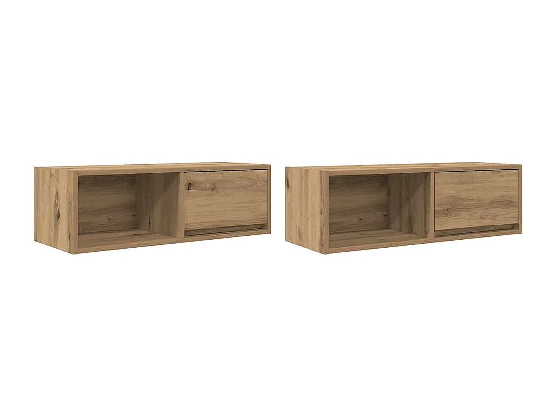 Meuble TV 2 pcs chêne artisanal 80x31x25,5 cm bois d'ingénierie