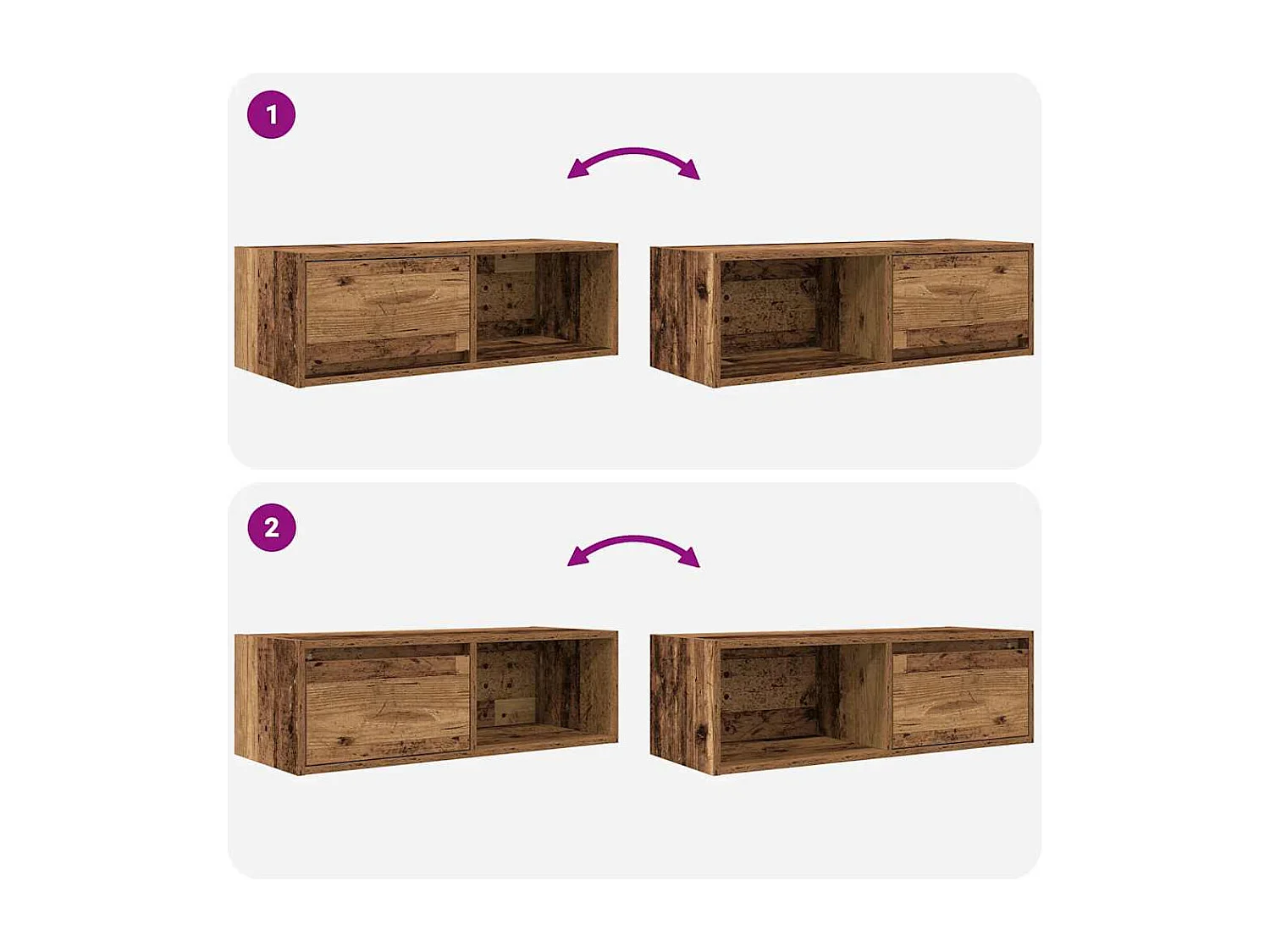 Mobile Porta TV Legno Antico 80x31x25,5 cm Legno Multistrato