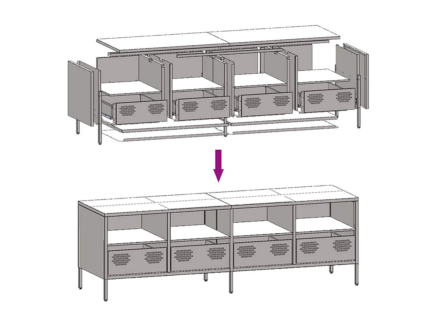 Tv-meubel 135x39x43,5 cm koudgewalst staal mosterdgeel