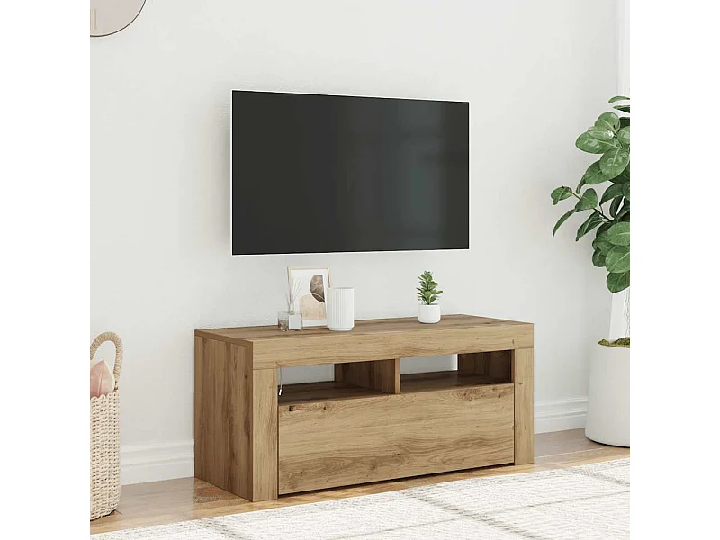 Mobile Porta TV con LED Artigianale 90x35x40 cm Multistrato