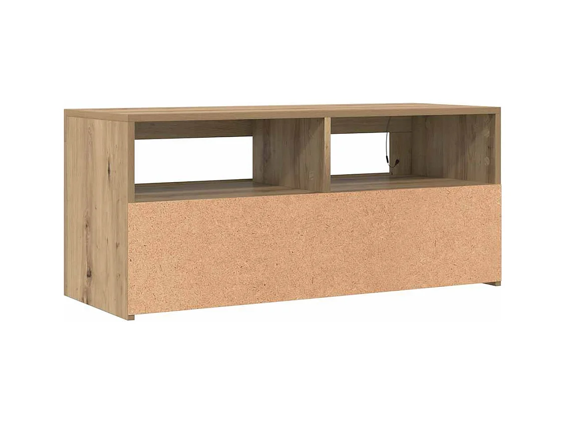 Meuble TV avec lumières LED chêne artisanal bois d'ingénierie