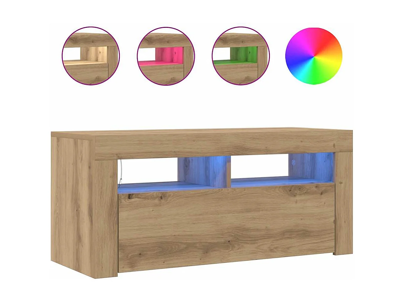 TV-Schrank mit LED-Leuchten Artisan-Eiche 90x35x40 cm