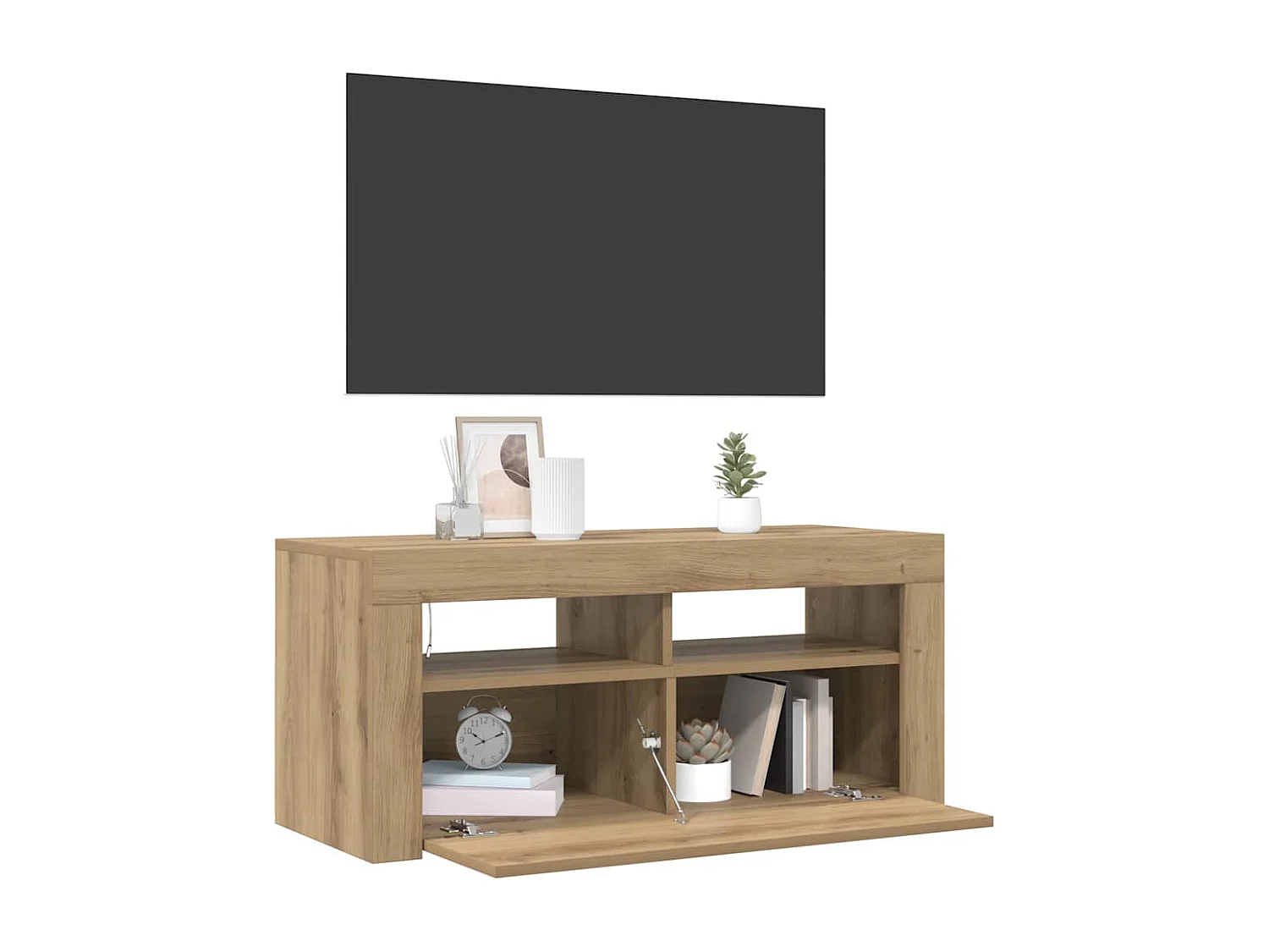 TV-Schrank mit LED-Leuchten Artisan-Eiche 90x35x40 cm