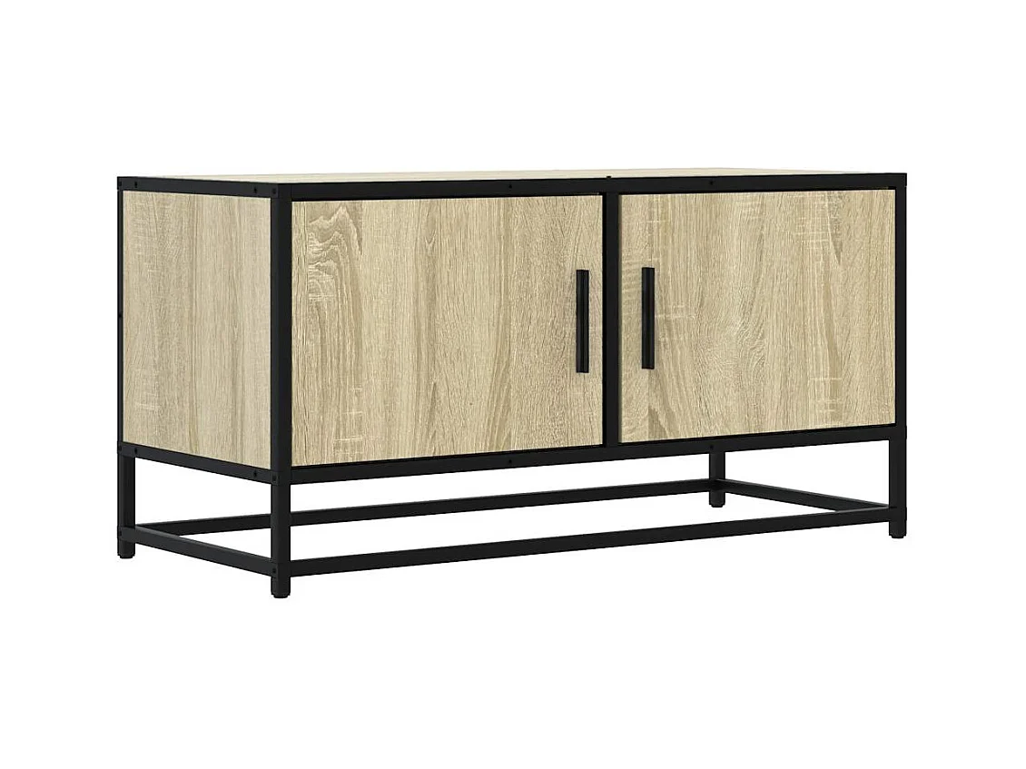 Meuble TV chêne sonoma 80x34,5x40 cm bois d'ingénierie et métal