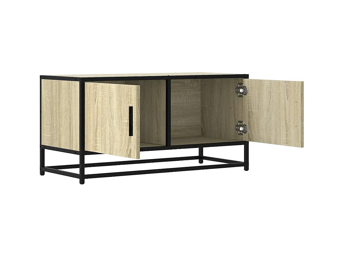 Meuble TV chêne sonoma 80x34,5x40 cm bois d'ingénierie et métal