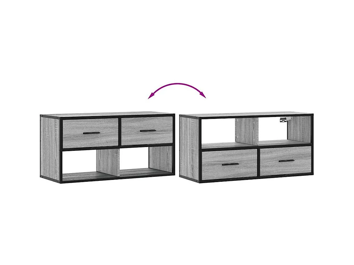 Meuble TV sonoma gris 80x31x39,5 cm bois d'ingénierie et métal