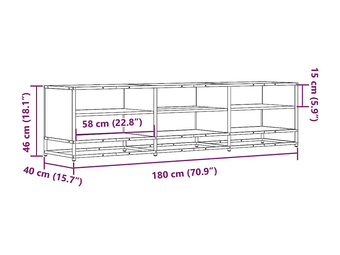 TV-Schrank Grau Sonoma 180x40x46 cm Holzwerkstoff