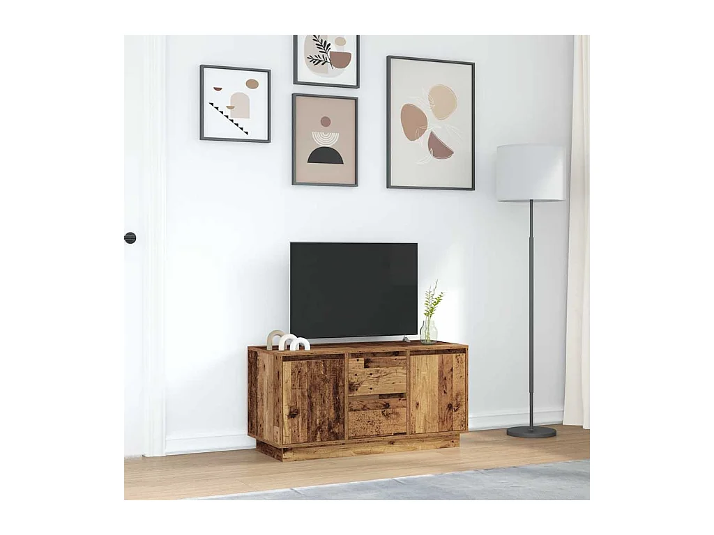 Móvel de TV com luzes LED 100x41x50 cm madeira velha