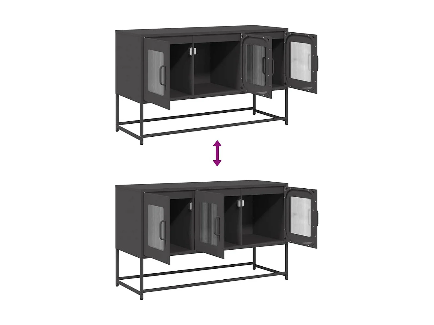 Mobile TV Nero 100,5x39x60,5 cm in Acciaio Laminato a Freddo
