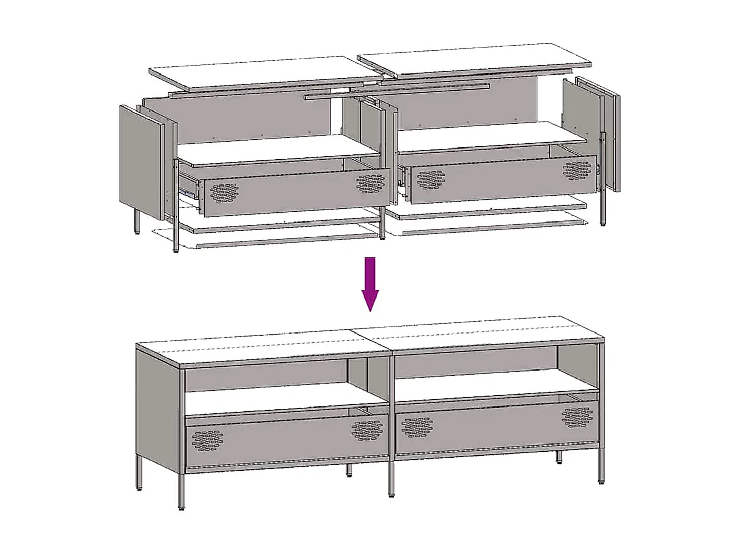 TV-Schrank Weiß 135x39x43,5 cm Kaltgewalzter Stahl