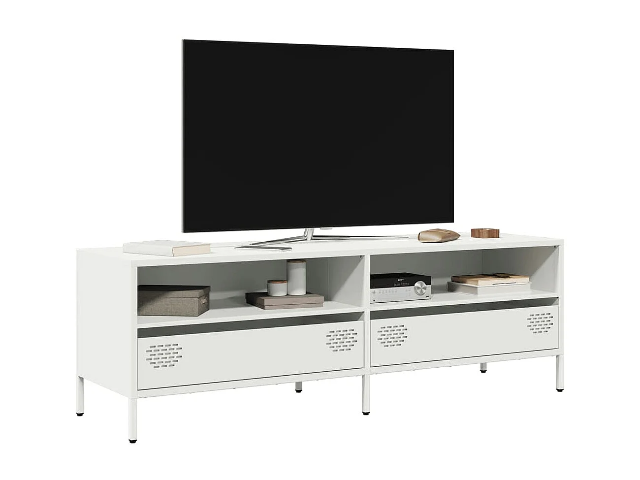 Móvel de TV 135x39x43,5 cm aço laminado a frio branco