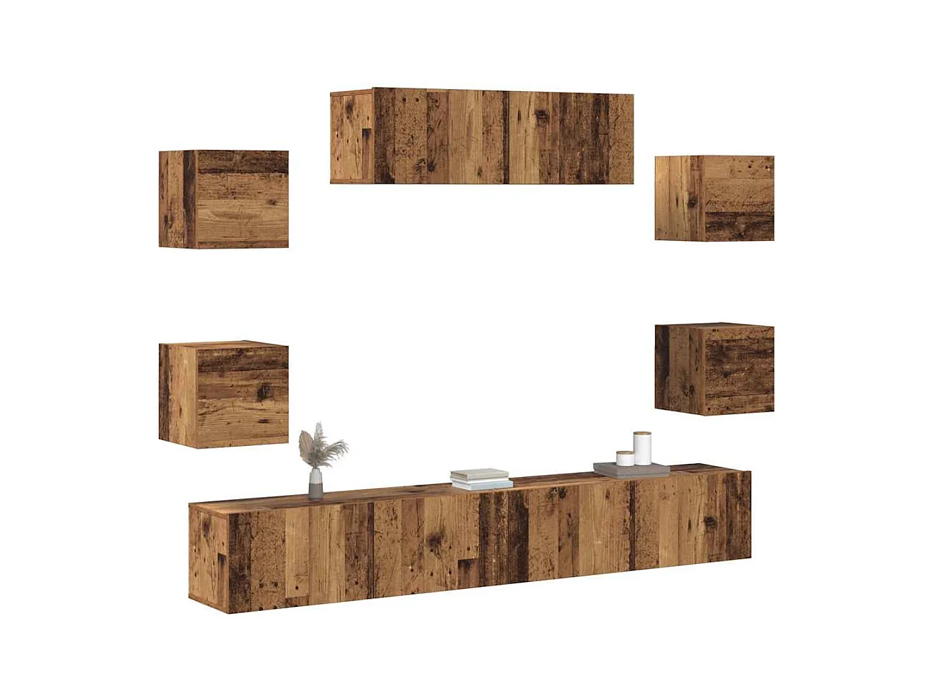 Ensemble de meuble TV mural 7 pcs vieux bois bois d'ingénierie