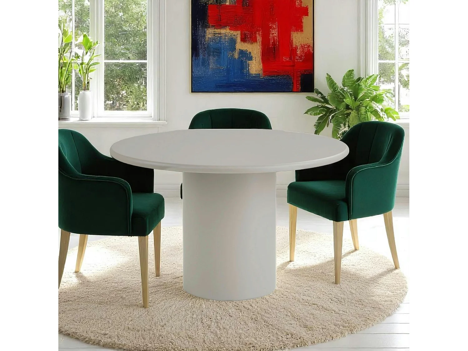 Table ronde sable avec pied central  Ø120 cm ALBERTA