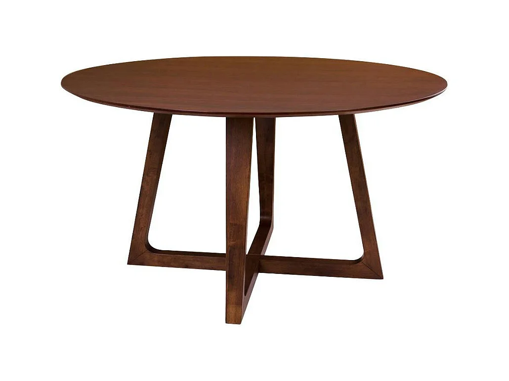 Table à manger ronde vintage Ø137 cm - pieds croisés, finition noyer LILLEHAMMER