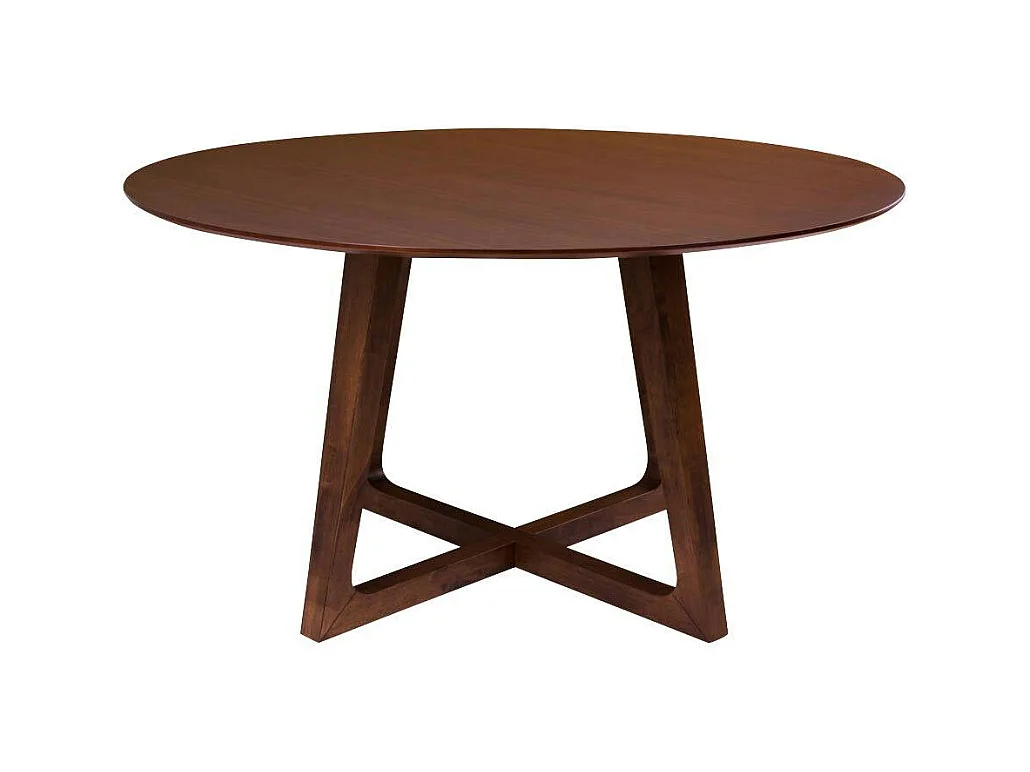 Table à manger ronde vintage Ø137 cm - pieds croisés, finition noyer LILLEHAMMER