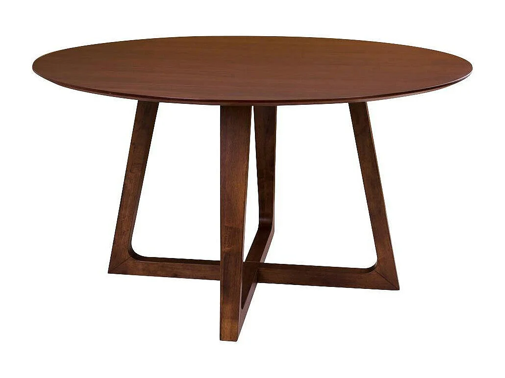 Table à manger ronde vintage Ø137 cm - pieds croisés, finition noyer LILLEHAMMER