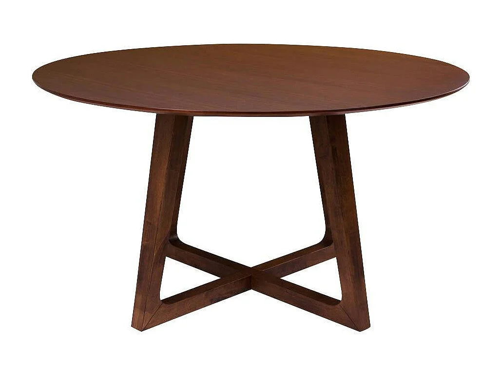 Table à manger ronde vintage Ø137 cm - pieds croisés, finition noyer LILLEHAMMER