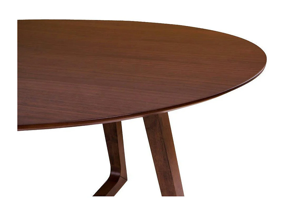 Table à manger ronde vintage Ø137 cm - pieds croisés, finition noyer LILLEHAMMER