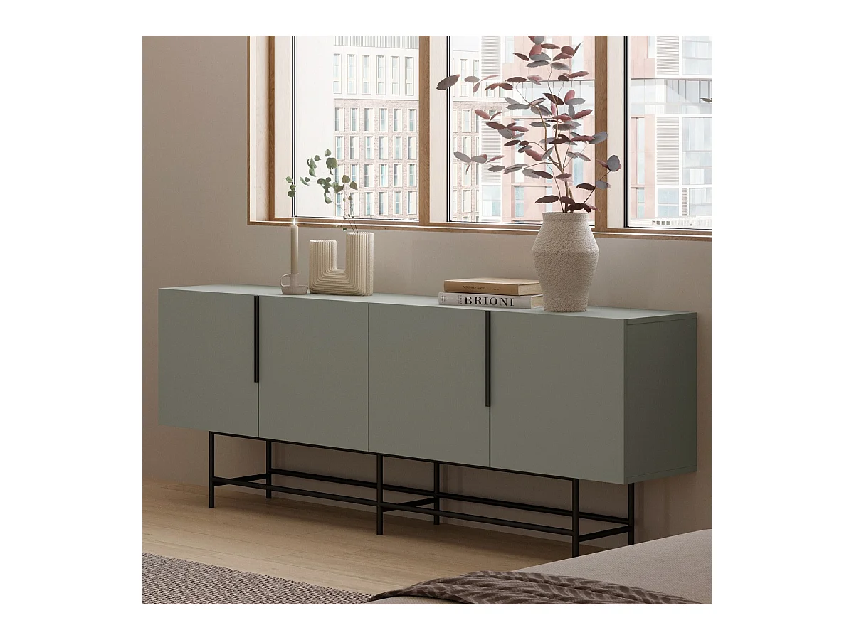 Buffet 4 portes vert 200 cm - Clea