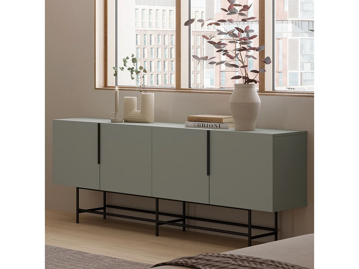 Buffet 4 portes vert 200 cm - Clea