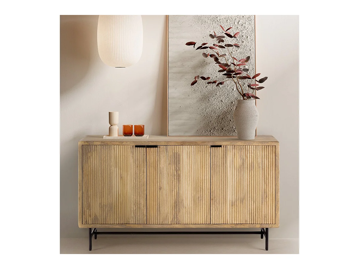 Buffet 3 portes en bois de manguier 150 cm - Sanja
