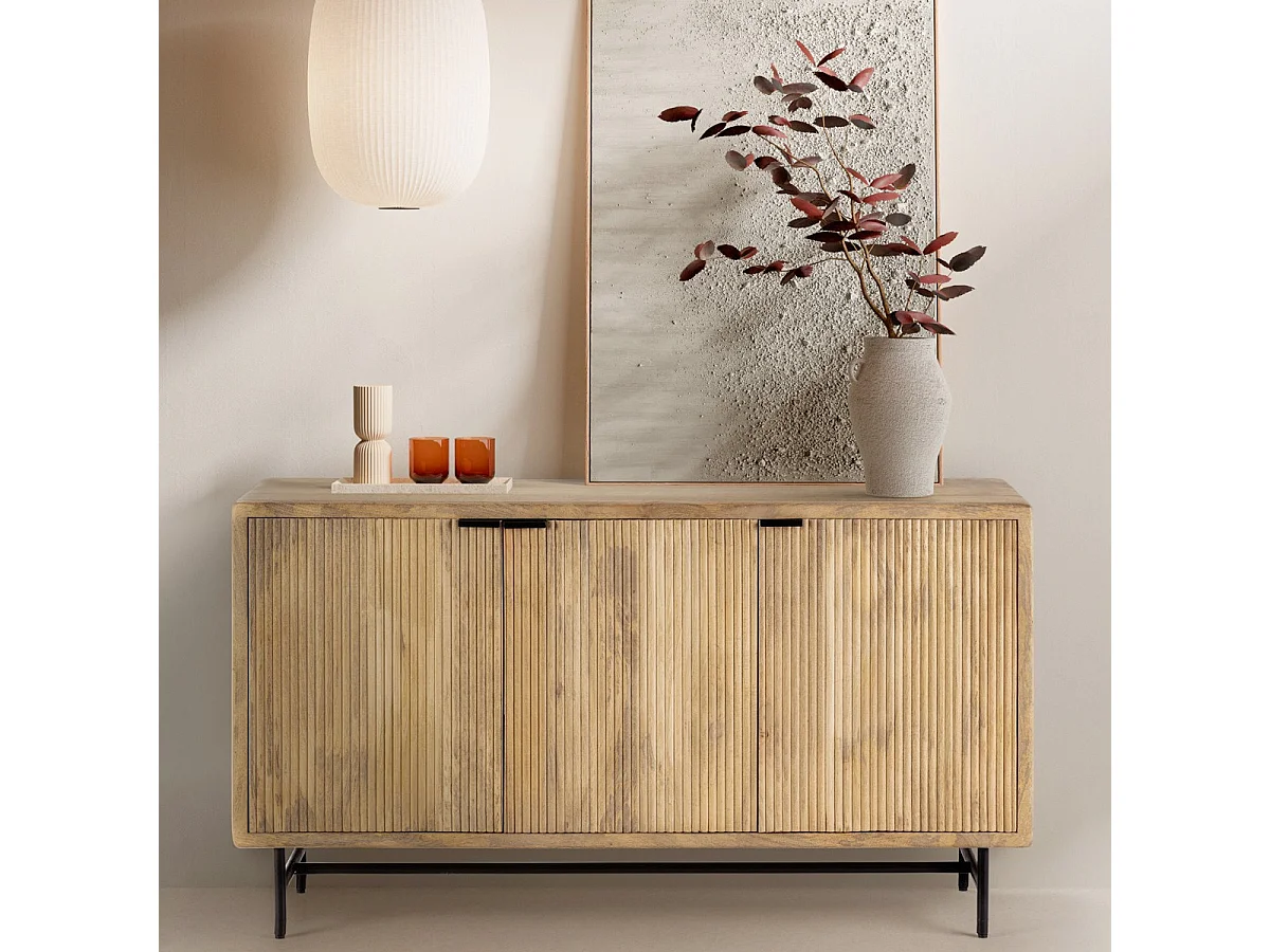 Buffet 3 portes en bois de manguier 150 cm - Sanja