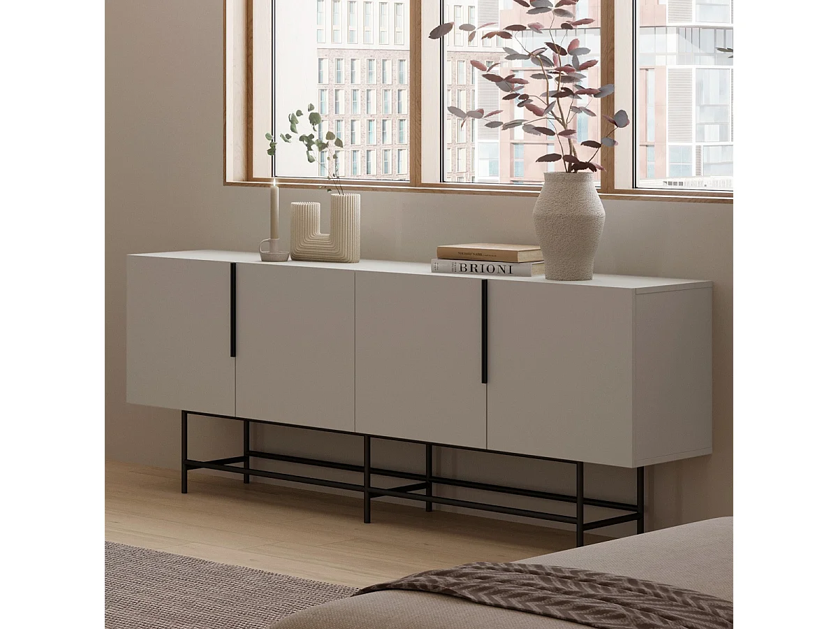 Buffet 4 portes beige 200 cm - Clea