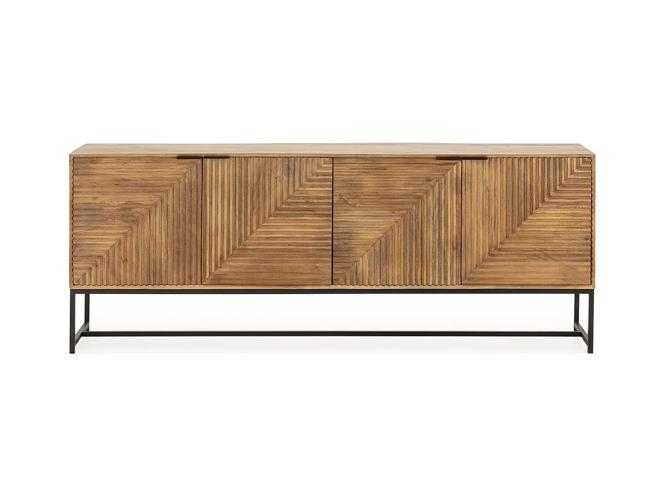 Buffet 4 portes en bois de manguier sculpté 210 cm - Tao