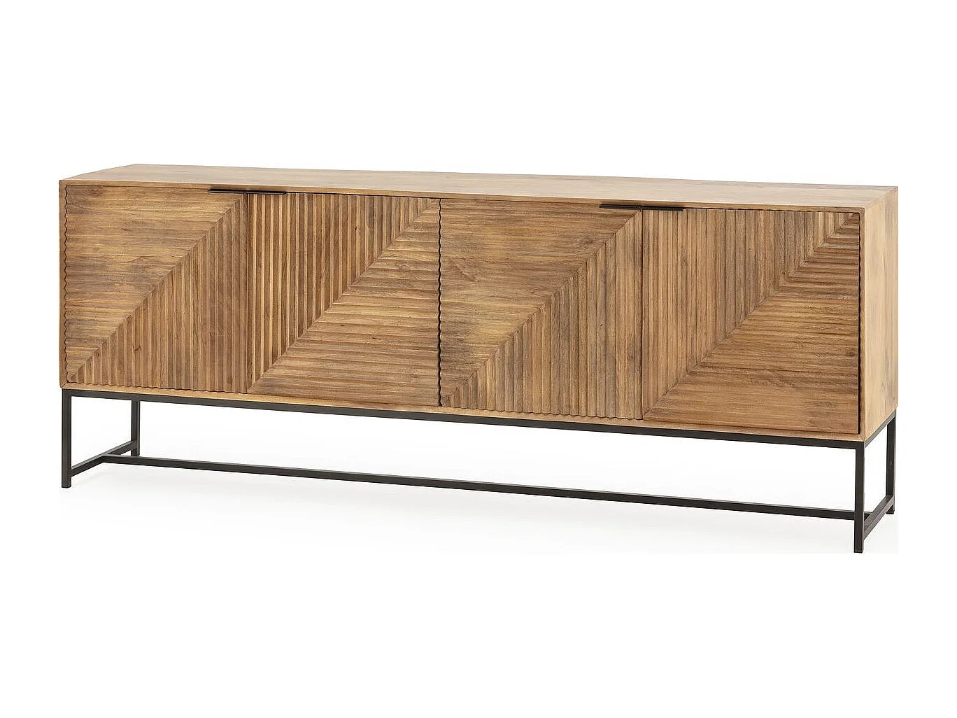 Buffet 4 portes en bois de manguier sculpté 210 cm - Tao