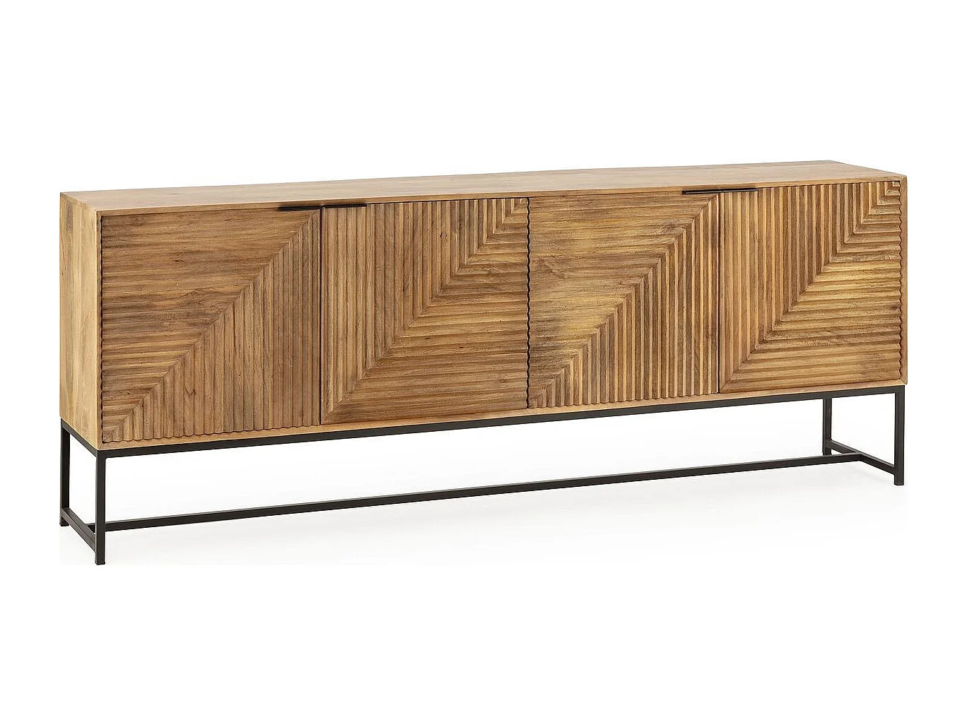 Buffet 4 portes en bois de manguier sculpté 210 cm - Tao